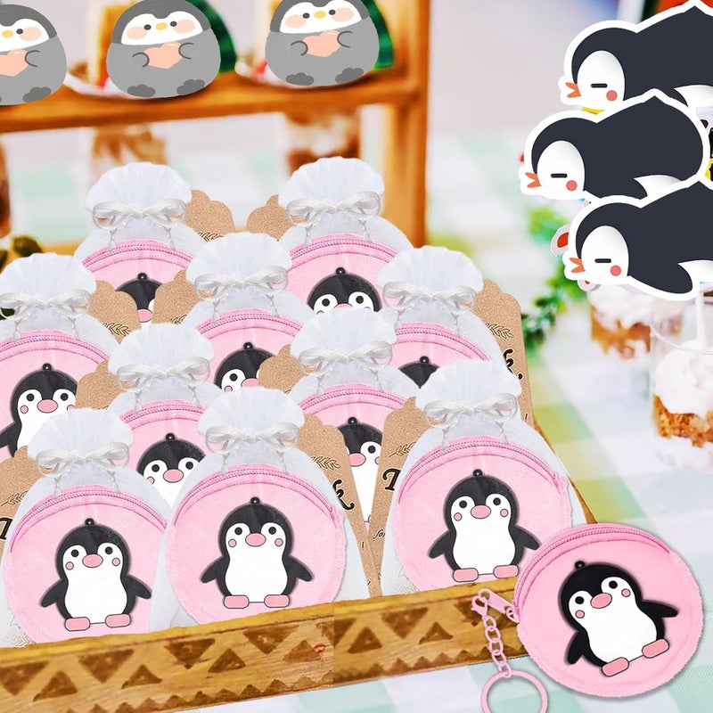 Elecrainbow 15 Pack Penguin Mini Coin Purses with Keyring for Penguin Winter Themed Party,Goodie Stuffer,Present for Friends,Guest Return Gift, Baby Shower,Birthday Party,Pink - Image 5